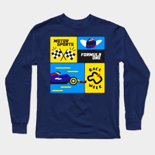 Formula one racing week motor sports blue red and yellow Long Sleeve T-Shirt